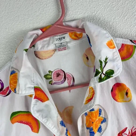 J.Crew White Fruit Print Short Sleeve Pajama Top Button Front - Picture 3 of 3